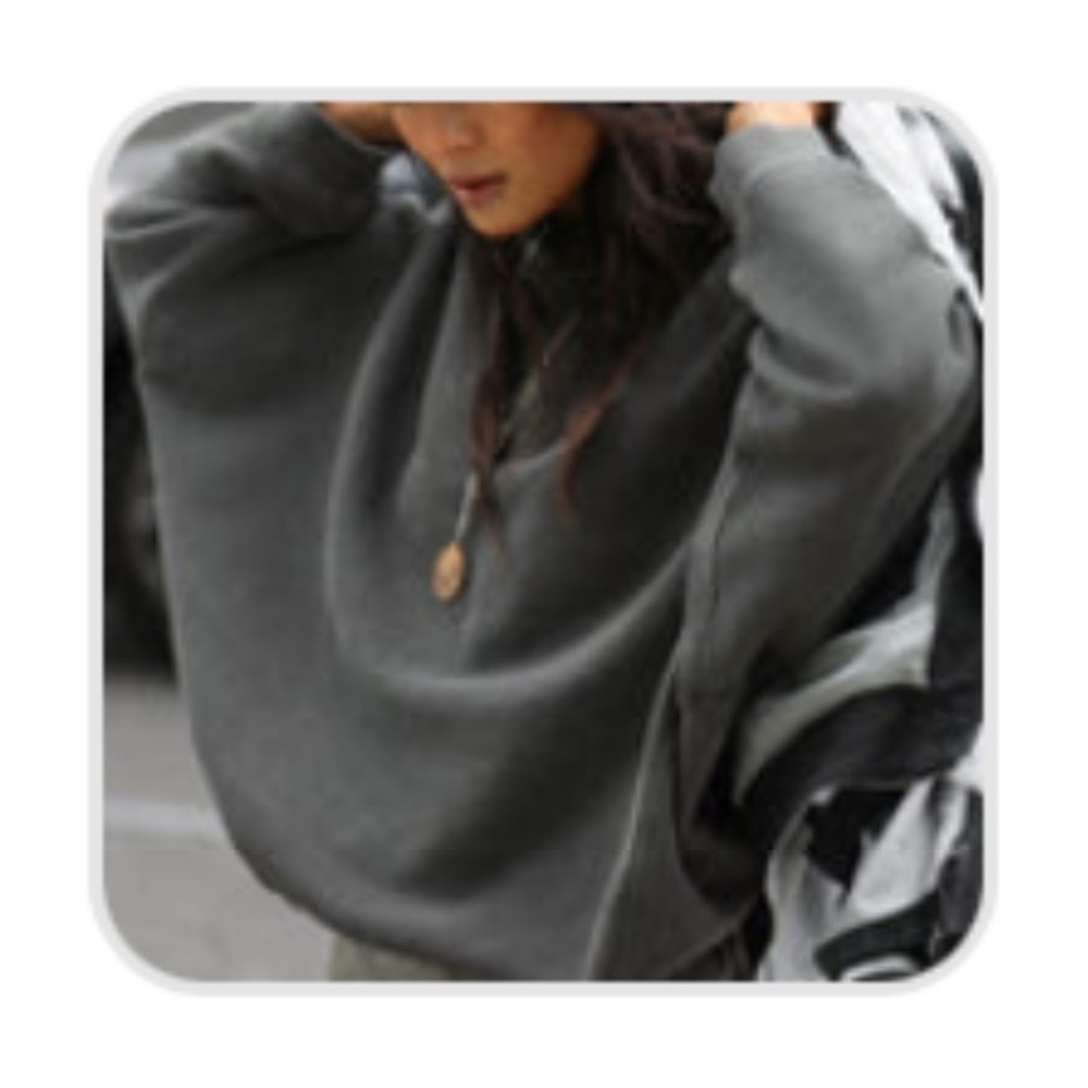 Joah Brown Washed Black French Terry Crewneck Sweatshirt
